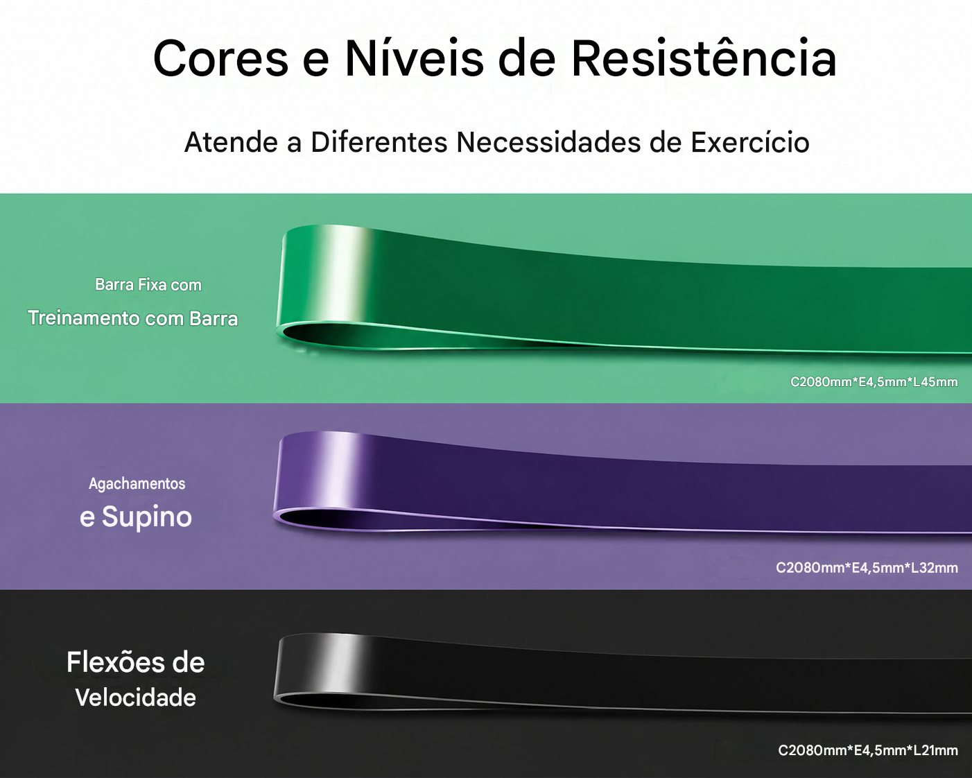 Kit 3 Super Band Elastico Borracha Crossfit Extra Forte Yoga